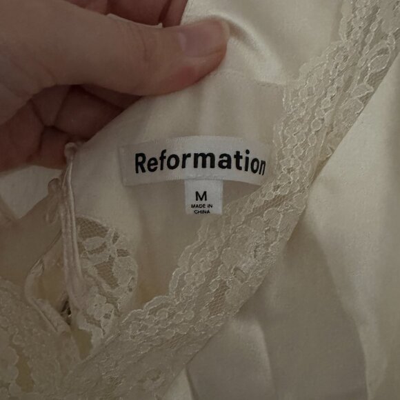 Reformation Chania Silk Dress, Ivory, M - Picture 7 of 9